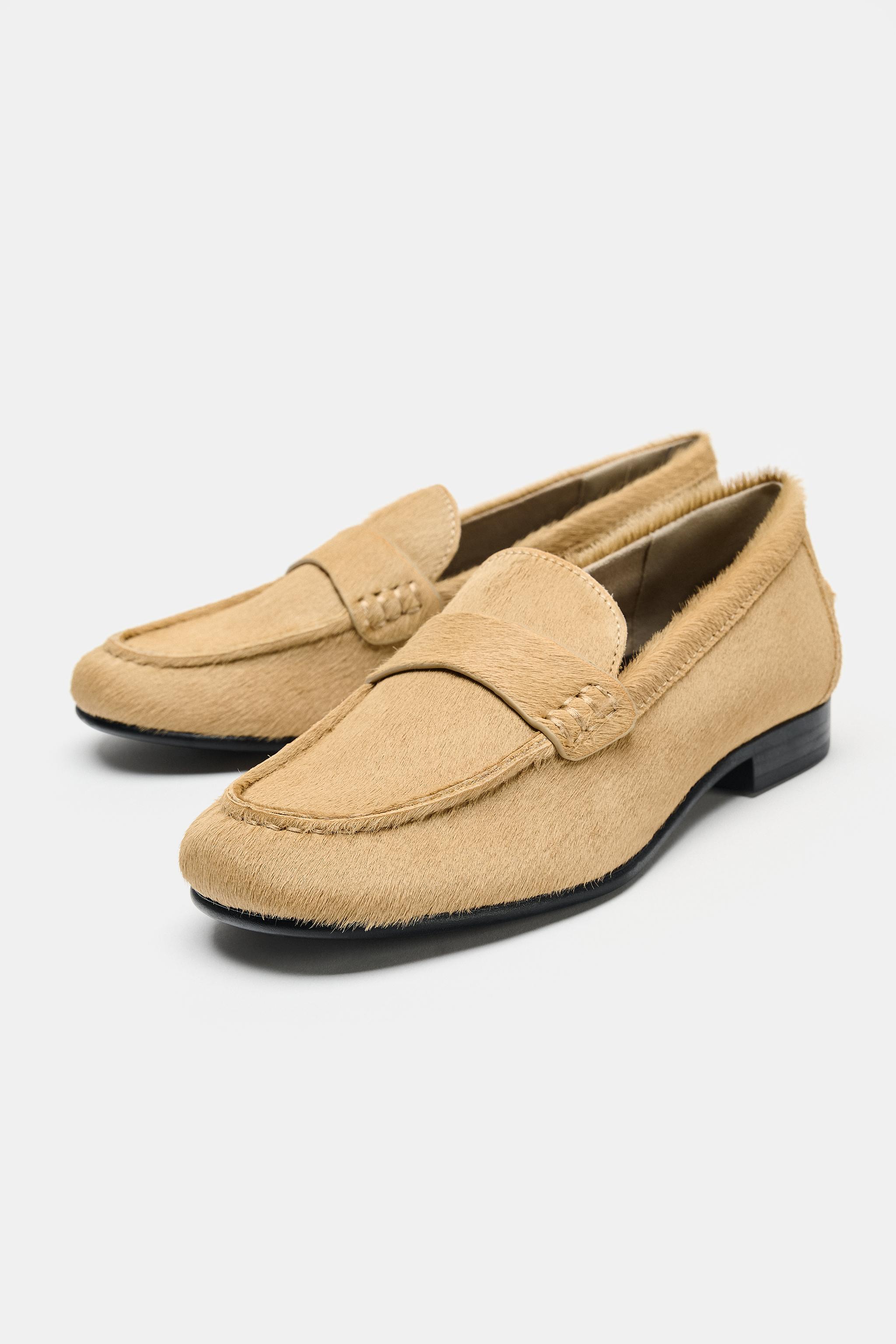MOCASSINS EN CUIR EFFET FOURRURE